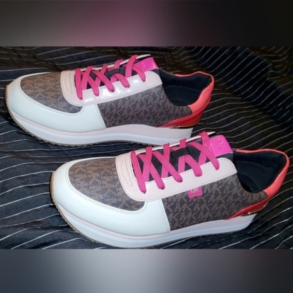 Michael Kors Monique Trainer Pink/Brown - Picture 8 of 12